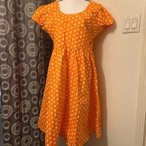 Vibrant Orange Polka Dot Rockabilly Dress